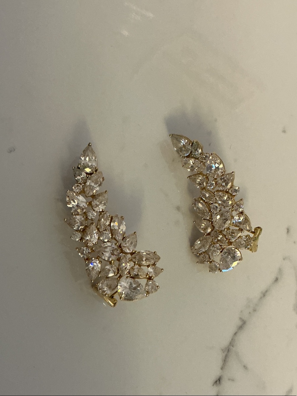 Nadri Gold Crystal Ear Climbers with Clear Stones